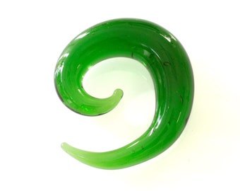 Glas Spiralen Expander grün Dehnspirale Ohr Plug 4 bis 12 mm