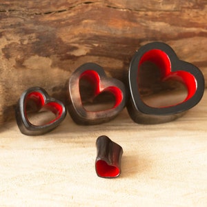 Heart Shaped Flesh Tunnel Black Horn Ear Plug Organic Piercing Jewelry