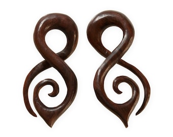 Wooden Earrings Twist Expander, Brown Wooden Ear Gauges,  Ear Stretcher, Ear Weigths light