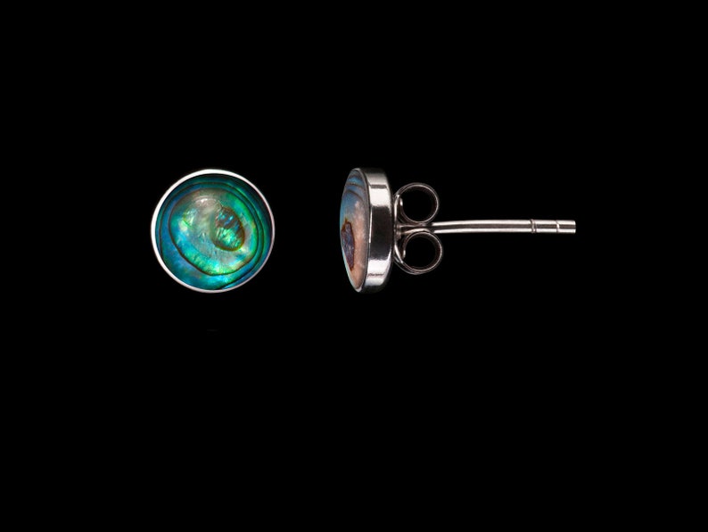 925 zilveren oorknopjes met paua schelp inleg abalone oorbellen zilveren oorbellen afbeelding 5