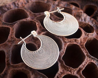 Bali Silver Hoop Earrings Huggie Earrings Bohemian