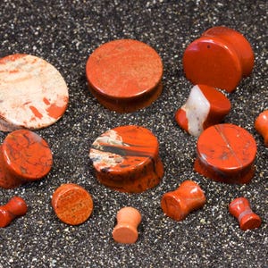 Red Jasper Plugs,  Double Flared Natural Stone Ear Plugs
