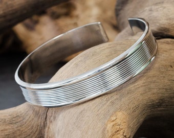 925 Silver Bangle Viking Silver Wrist Cuff with Pattern Bracelet adjustable