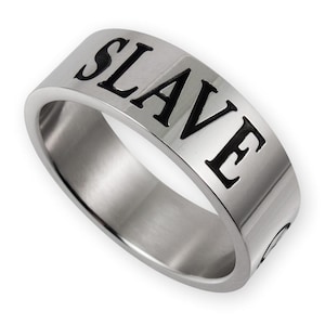 Slavring i rostfritt stål 8 mm – fingerring med slav och svart triskele, unisex