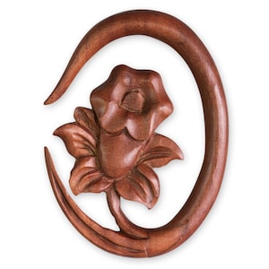 Wood Spiral Stretcher Blossom Wooden Earrings Spiral Piercing Flower