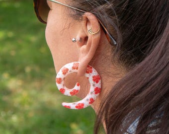 Acrylic Spiral Stretcher with Hibiscus Flower Pattern