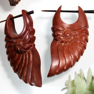 Handmade Wood Earrings Wooden Earrings Nautilus / Ammonite