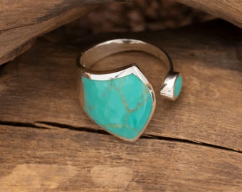 Silver Ring 925 with Stone in Turquoise Optics Green Stone Ring