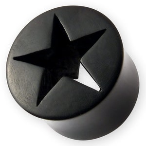 Flesh Tunnel Plugs Cut-out Star Black Star Ear Plug Stretcher