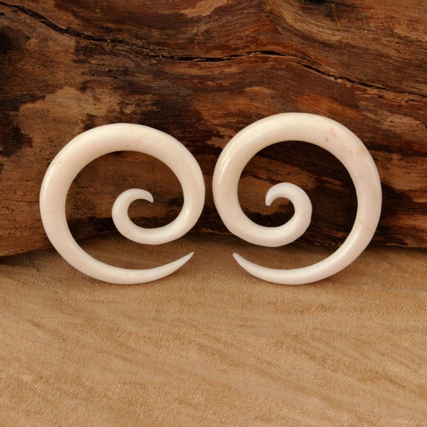 White Bone Spiral Gauges,  Ear Stretcher in different sizes
