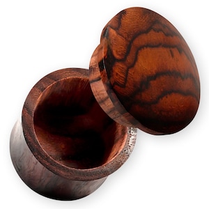 Top Secret Box Ear Plugs - Wooden Ear Plugs with Secret Compartmen - Pair or Single - Organic Narra Wood Flesh Tunnel
