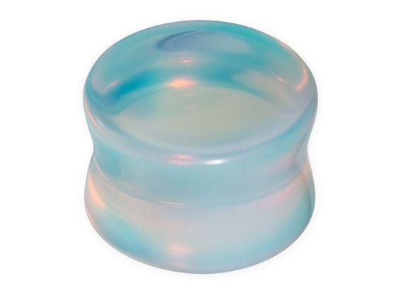 Concave Opalite Stone Double Flared Ear Gauge Plug DavanaBody Multiple Sizes Available