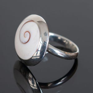 Sterling Silver Ring Shiva Eye, 925 Silver Ring with Shell Inlay, Boho Ring round and adjustable