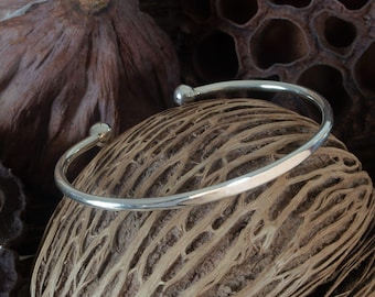 Bracelet jonc torque en argent 925, bracelet en argent, bijoux viking, bracelet en argent simple et ouvert