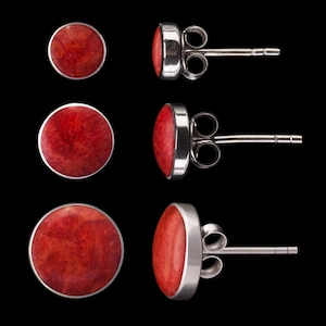 Echt 925 Silber Ohrstecker Damen Ohrringe rot 6, 8 und 10mm Bild 1