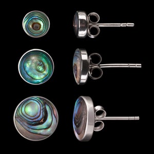 925 Silber Ohrstecker mit Paua Muschel Inlay Abalone Ohrringe Silberohrringe Bild 2