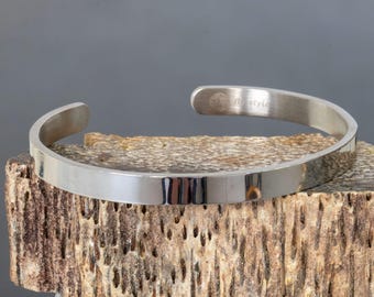 Stainless Steel Cuff Bracelet – Minimalist Open Bangle for Women & Men – Polished 316L Steel Bracelet – 4 mm or 6 mm