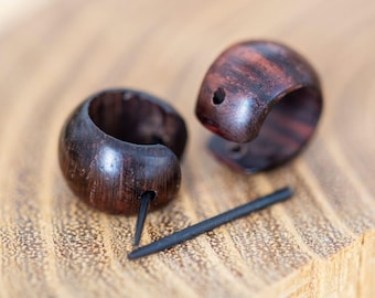Wooden Hoop, Earrings for Women, Handmade Classic Wood Earrings Small Brown