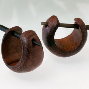 Wooden Hoop Earrings for Women Classic Wood Earrings small brown