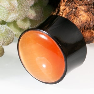 Pendiente de ojo de gato con forma de cuerno, estilo túnel, para piercing de oreja, de 6 a 22 mm