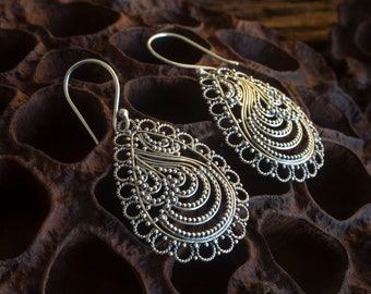 Orecchini a cerchio ovali in argento sterling: gioielli boho - Italia