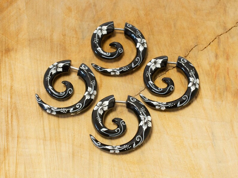 Fake Spiral Wood Stretcher- Hibiscus Flower image 6
