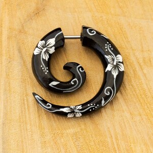 Fake Spiral Wood Stretcher- Hibiscus Flower image 4