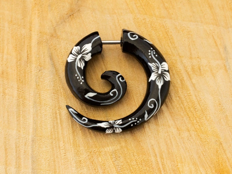 Fake Spiral Wood Stretcher- Hibiscus Flower image 4