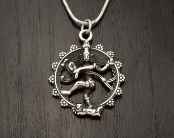 Kettenanhänger Tanzender Shiva Anhänger Nataraja aus Edelstahl Hinduismus Amulett silber