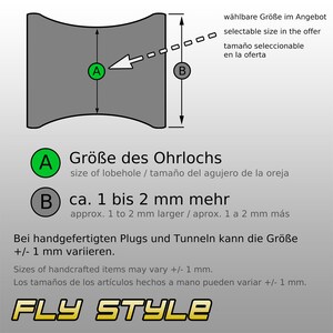 Örpropp i buffelhorn med Shiva-öga, kötttunnel, örhänge i Shivas ögonskal bild 5