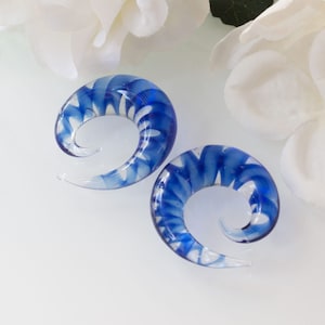Piercing Espiral de Cristal Azul Twister Expansión Caracol
