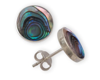 Silverly Orecchini A Bottone Quadrati In Argento 925 Con Abalone - 5mm - Ipoallergenici Con Panno Lucidante - Regalo Per Donna - 2