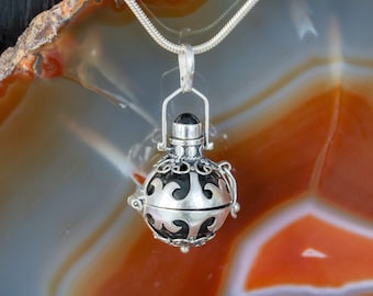 Angel Caller Pendant 925 Silver – Black Harmony Ball Necklace – Bali Jewelry Pregnancy Necklace for Women