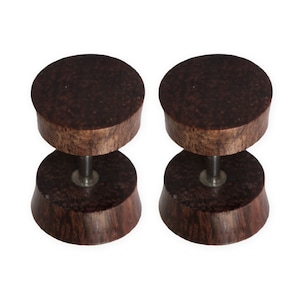 Dark Tamarind Wood Fake Piercing Gauge Earrings