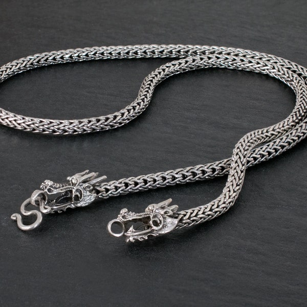 Halskette Drache 925 Silber Drachenkopf Kette Wikinger Silberkette massiv Herren Schmuck