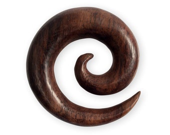 Extenseur d'oreille en spirale en bois marron, 4 à 30 mm, bouchon en bois, expansion de tunnel, spirale d'expansion de faucille