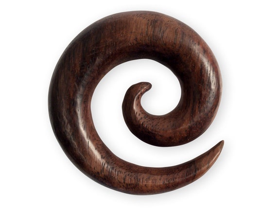 Hand Carved Organic Narra Wood Turquoise Stone Ear Claw Spiral Expander Hand Carved Organic Narra Wood Turquoise Stone Ear Claw Spiral Expander
