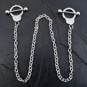 Nipple Piercing &quot;Handcuffs&quot; - Stainless Steel Nippel Necklace - Fetish Nippel Chain Accessories