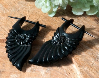 Organic Earrings from Horn Nautilus / Ammonite handmade