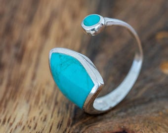 Silver Ring 925 with Stone in Turquoise Optics Green Stone Ring