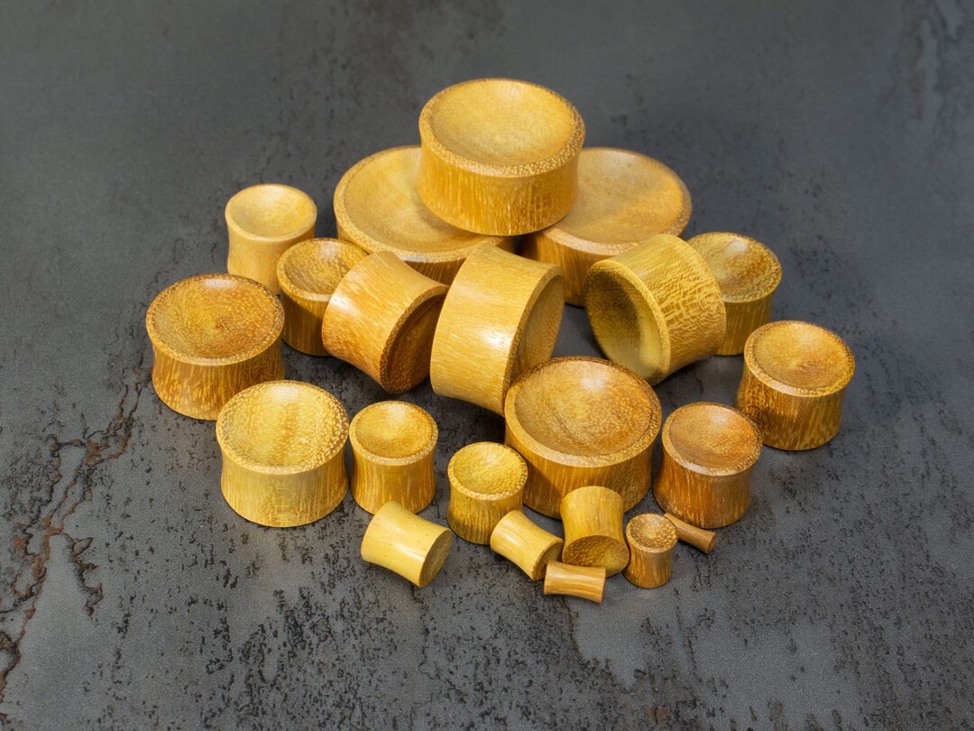 Concave Ear Plugs Made of Jackfruit Wood Etsy