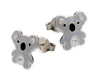 Koala Bear Ear Studs 925 Silver Girls Earrings