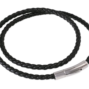 Leather Chain for Pendants - Braided Leather Necklace with Clasp Men Women  · 3mm I 4mm · 38-70 cm