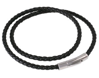 Collier chaîne cuir bracelet tressé avec fermoir simili cuir tour de cou noir collier cuir
