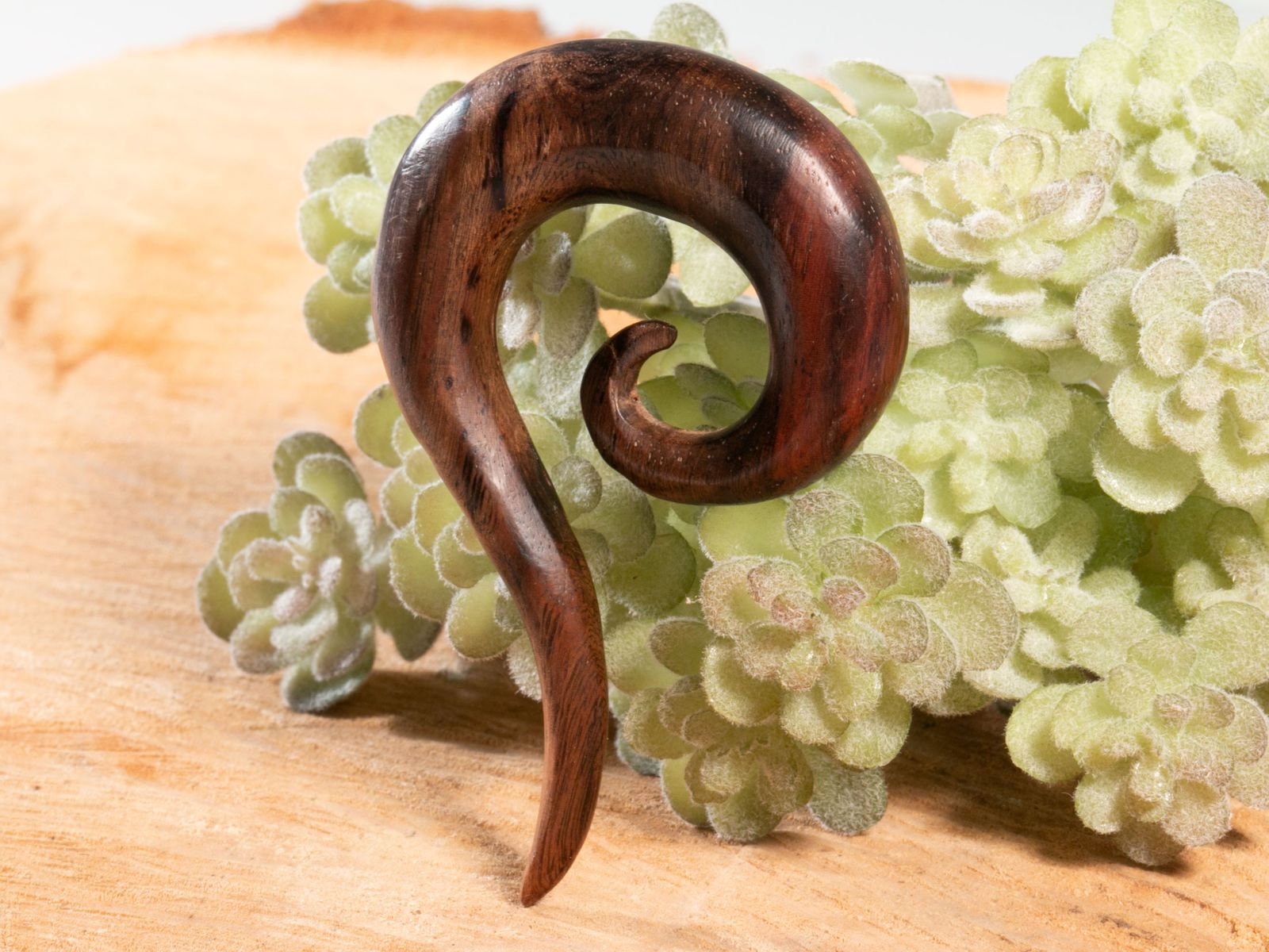 Spiral Ear Stretcher made of Wood - Gauge Body Mod Piercing Jewelry