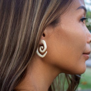 White Squared Fake Earrings, Fake Ear Gauges from Bone