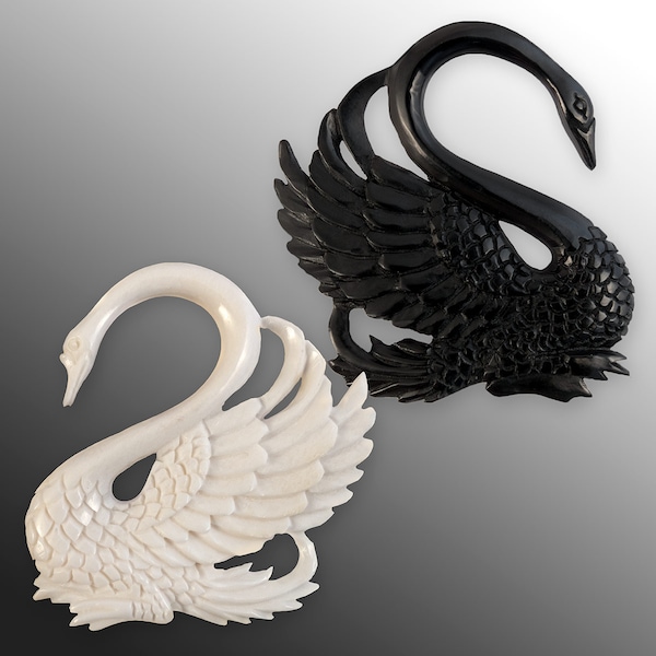 Filigree Swan Ear Hangers from Horn or Bone Earrings