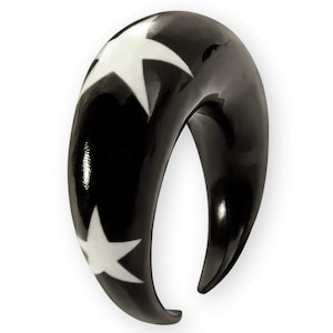 Buffalo Horn Ear Stretchers with white Bone Star Inlays