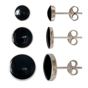 Ohrstecker Onyx 925 Silber Ohrringe schwarzes Inlay 6 , 8 und 10mm Bild 4