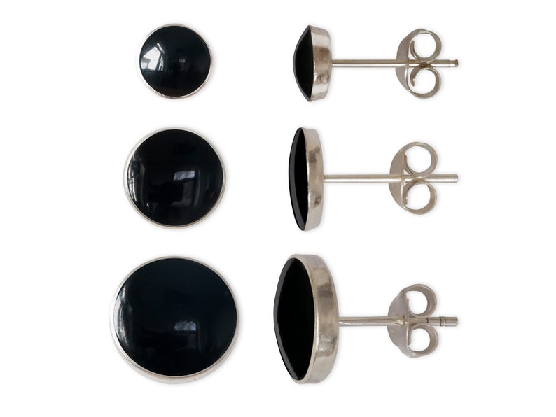 Ohrstecker Onyx 925 Silber Ohrringe schwarzes Inlay 6 , 8 und 10mm Bild 4